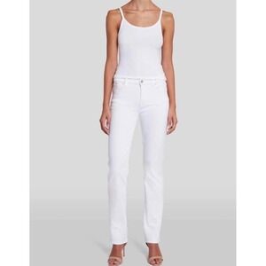7 For All Mankind Womens White Straight Leg Denim Jeans Size 26 Low Rise